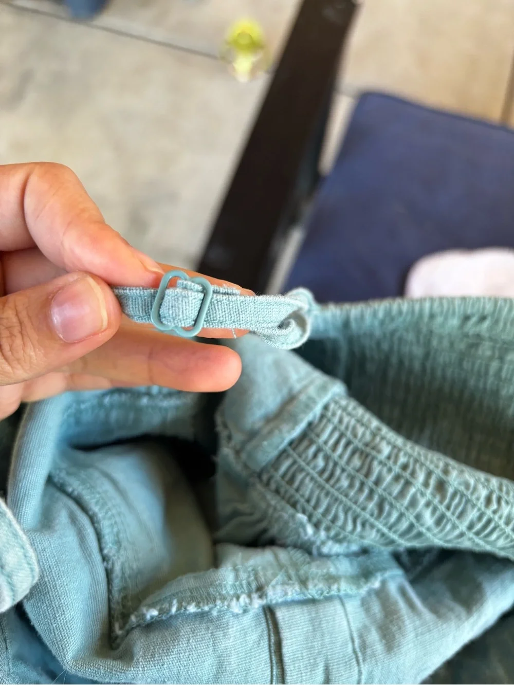 Chocolate Teal Smocked Waist Linen-Blend Top - Picture 6 of 9
